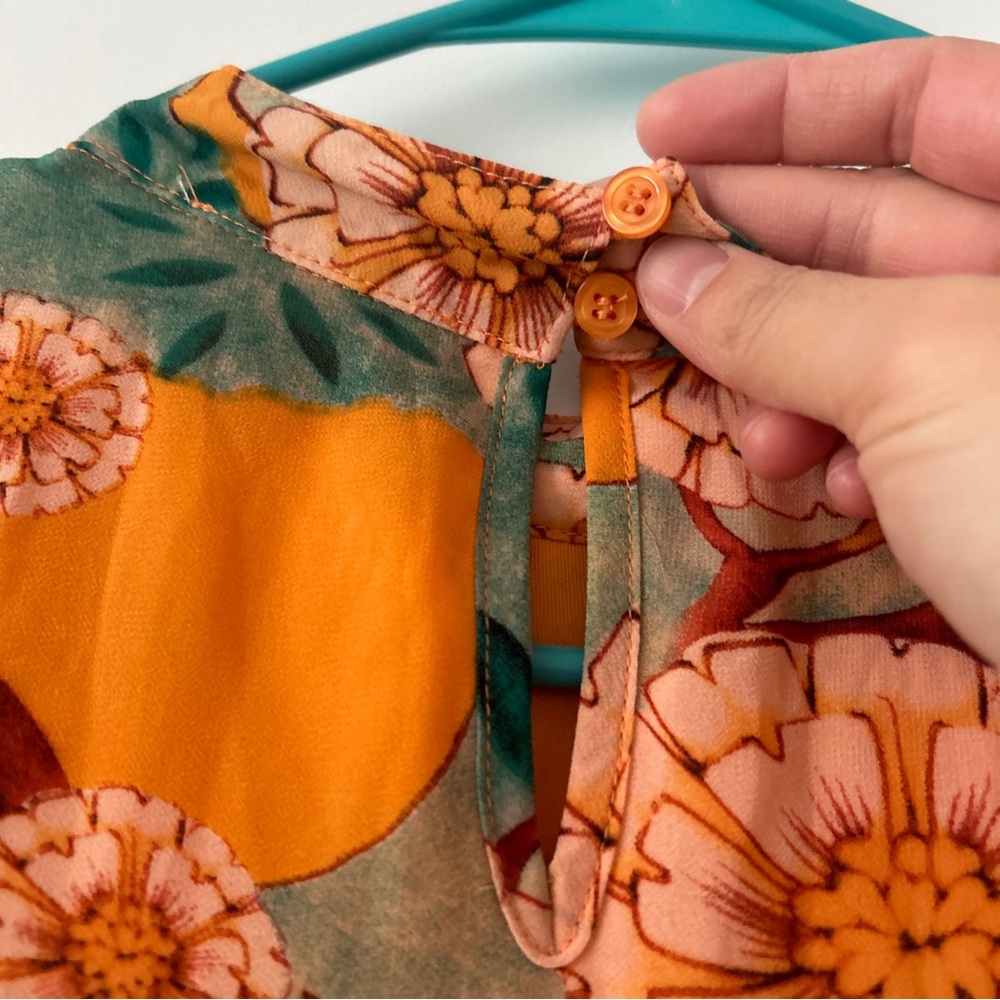 Entro Orange Ruffled High Neck Dress - Picture 7 of 7